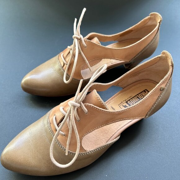 Pikolinos laced block heel leather shoes - Picture 2 of 9